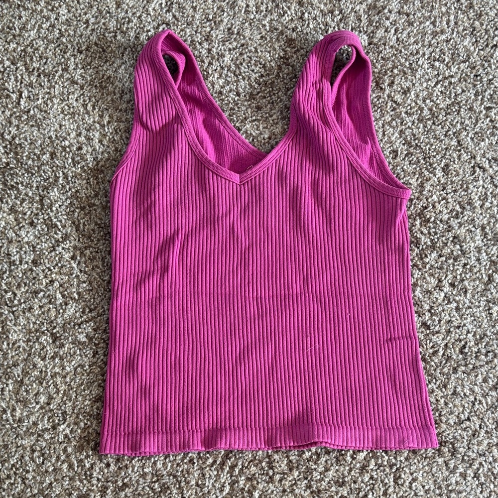 Pink Ribbed Women's Tank Top